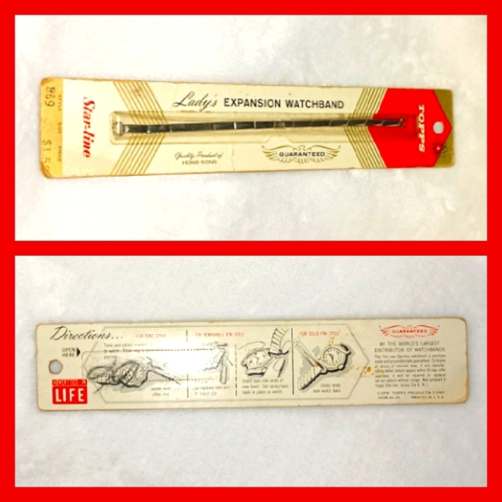🌷3/$20🌷Topps Vintage 'Star-Line' Silver Expansion Watchband